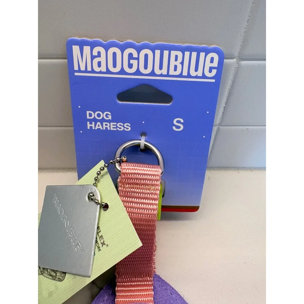 Colorblock Dog Harness Safety Wavy Padded Maogoublue Small Purple Blue DogMom